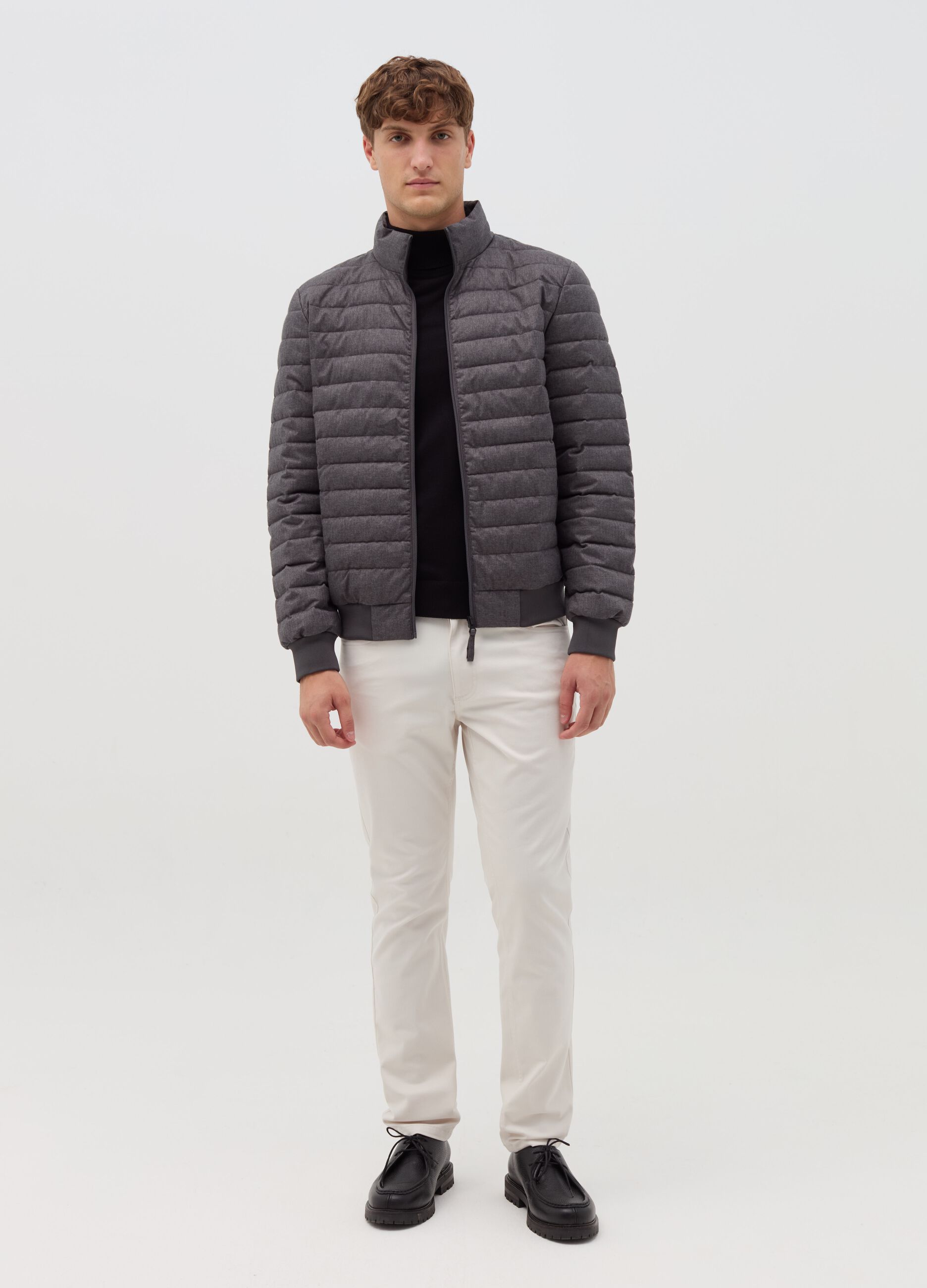 Ultralight down jacket with high neck