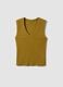 Green pure cotton regular fit V-neck tank top_4