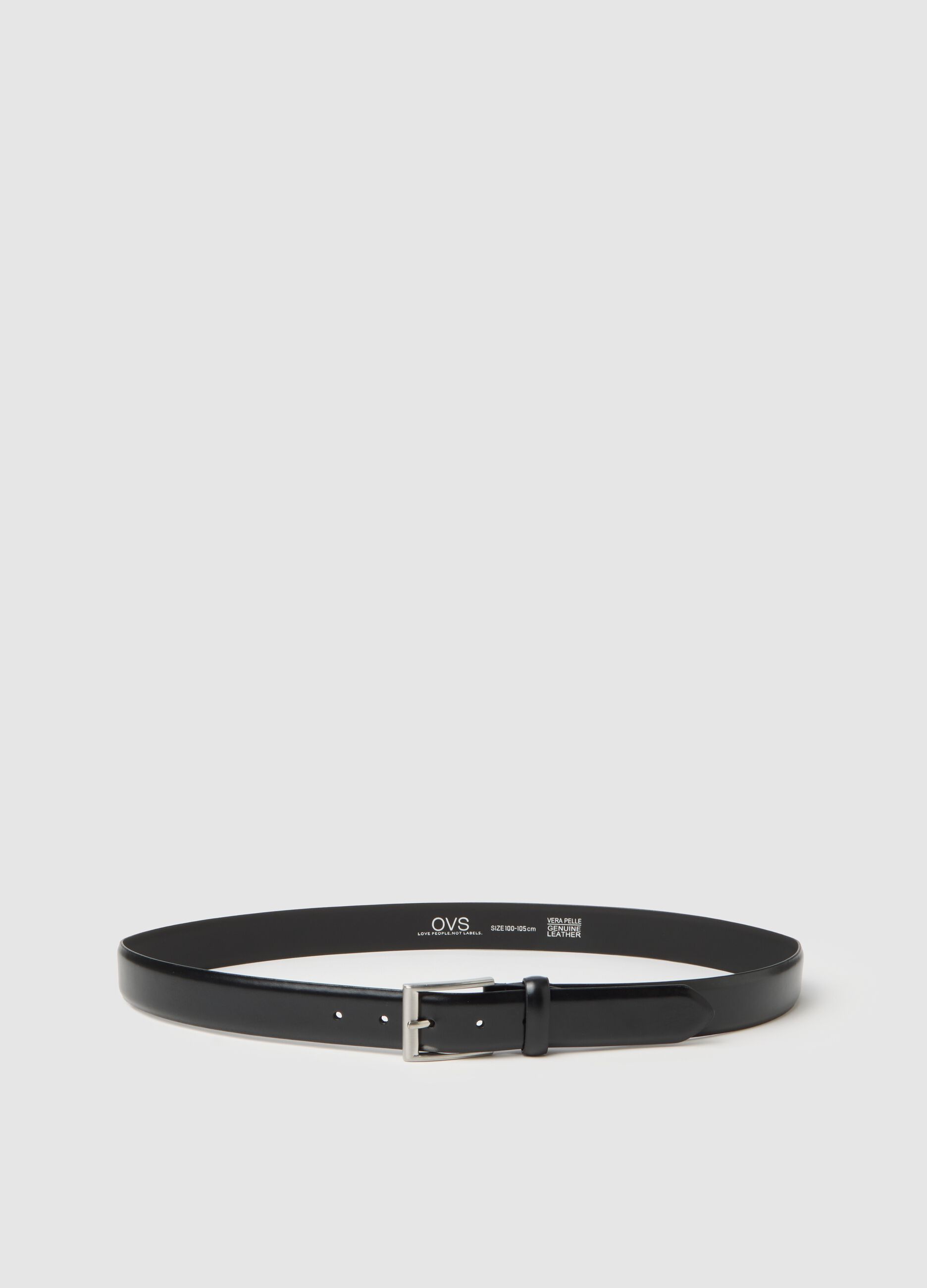 Black genuine leather belt