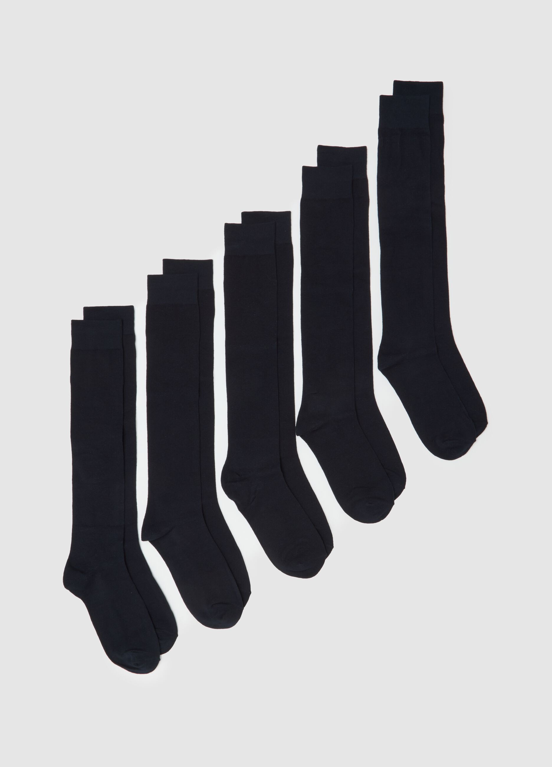 Set of Blue Stretch Cotton Long Socks Multipack