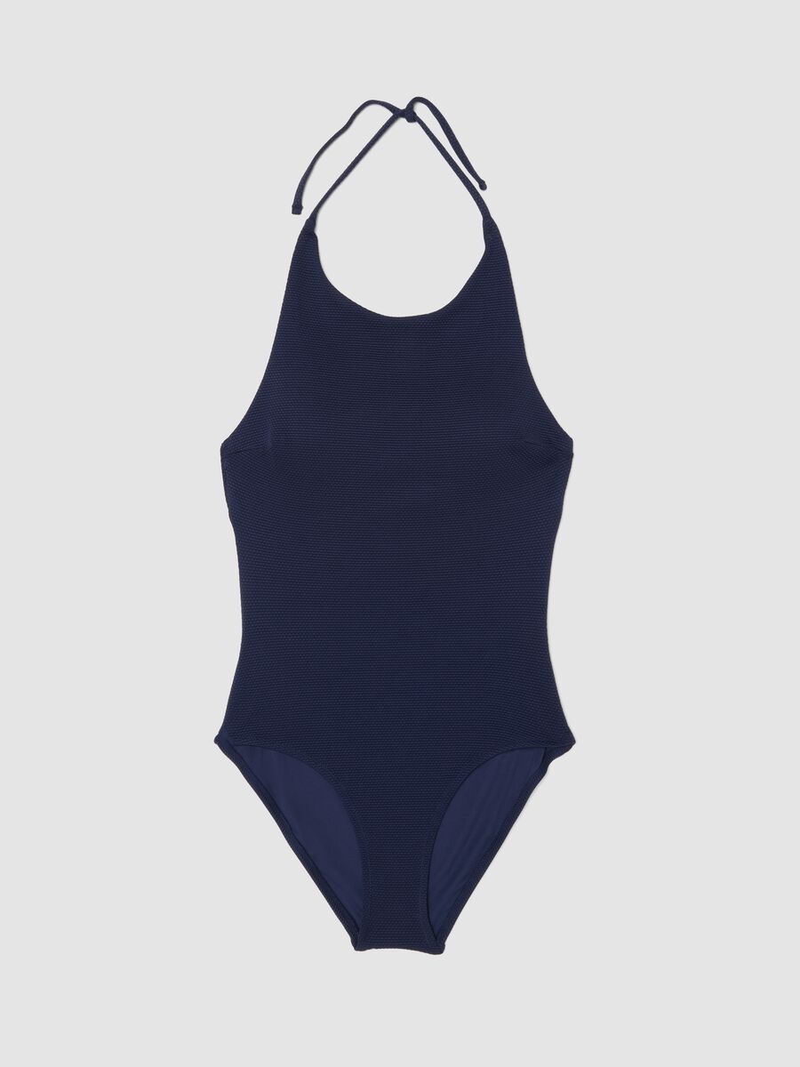 Blue stretchy fabric swimsuit_4