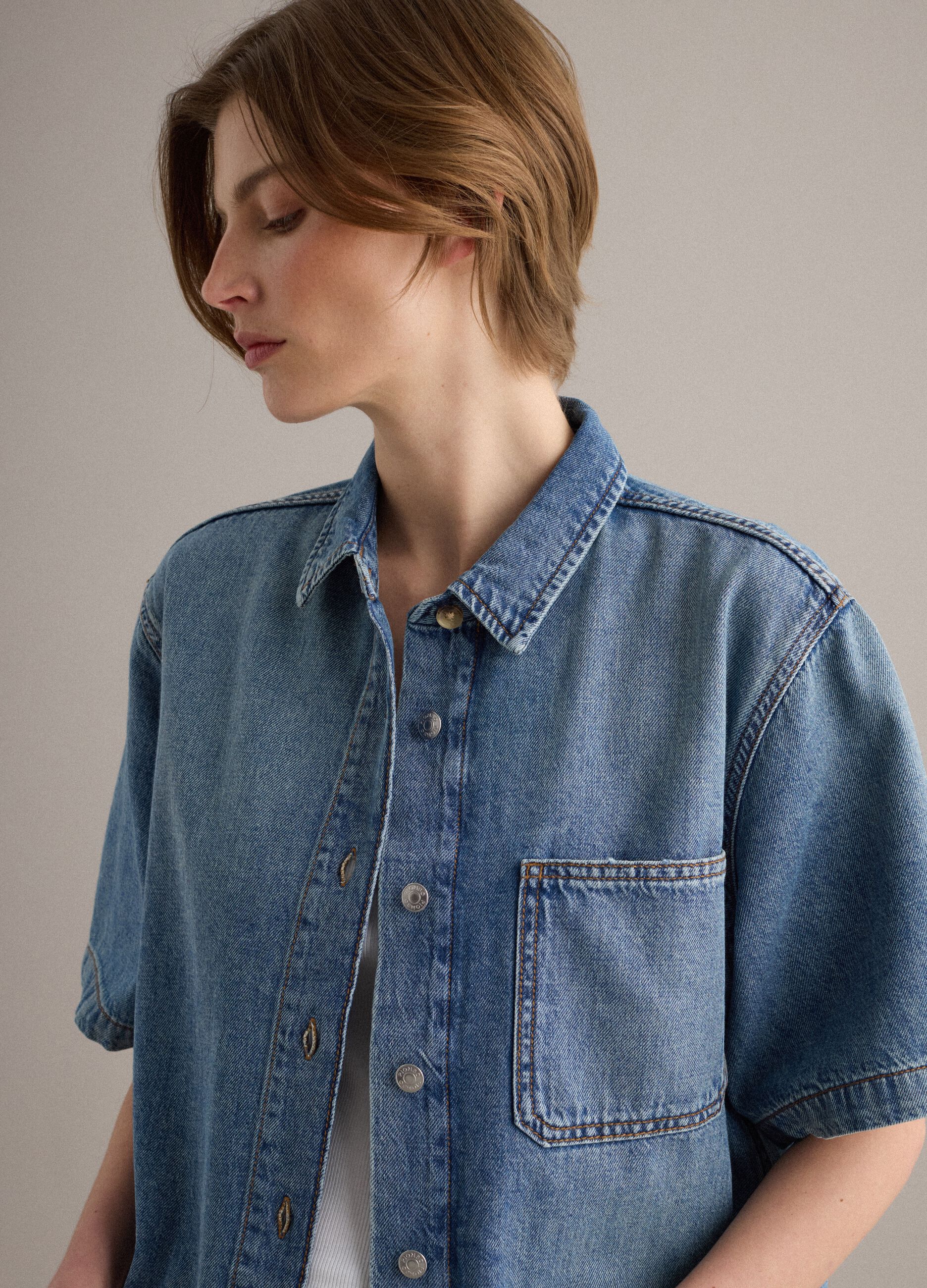 Light Blue Pure Cotton Denim Shirt