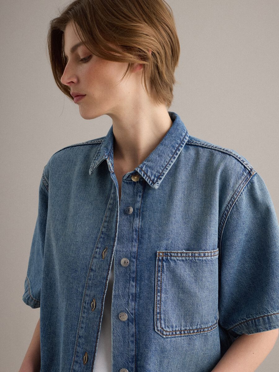Light Blue Pure Cotton Denim Shirt_0