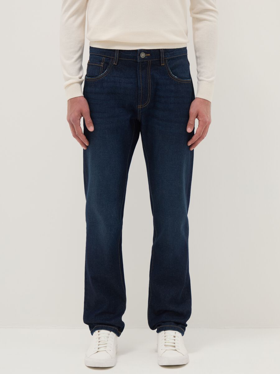 Regular Fit Blue Pure Cotton Jeans_1