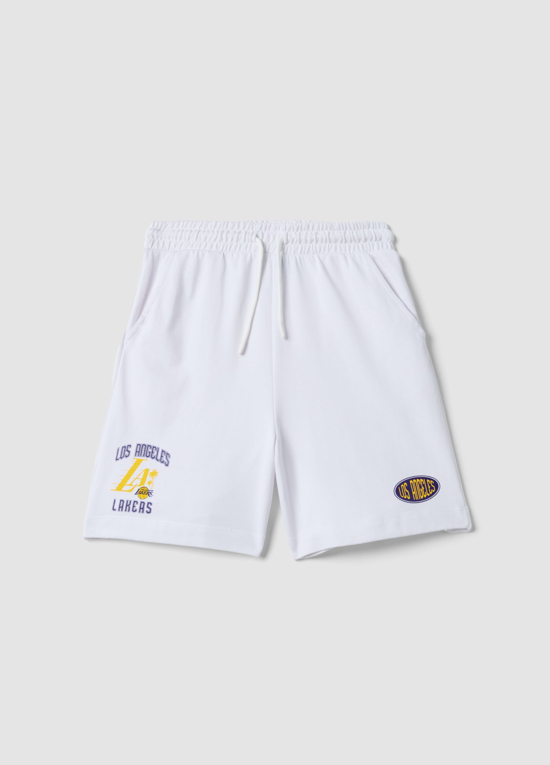 White pure cotton shorts with elasticated waist