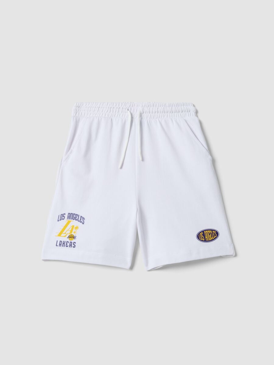 Wei&szlig;e Shorts aus reiner Baumwolle mit elastischem Bund_3