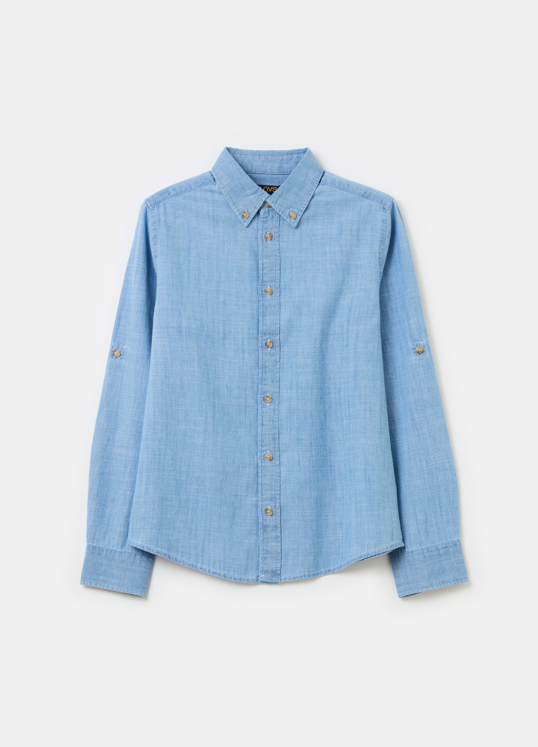 Button-down shirt in chambray cotton