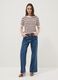 White and brown striped open-knit viscose-blend T-shirt, regular fit_1