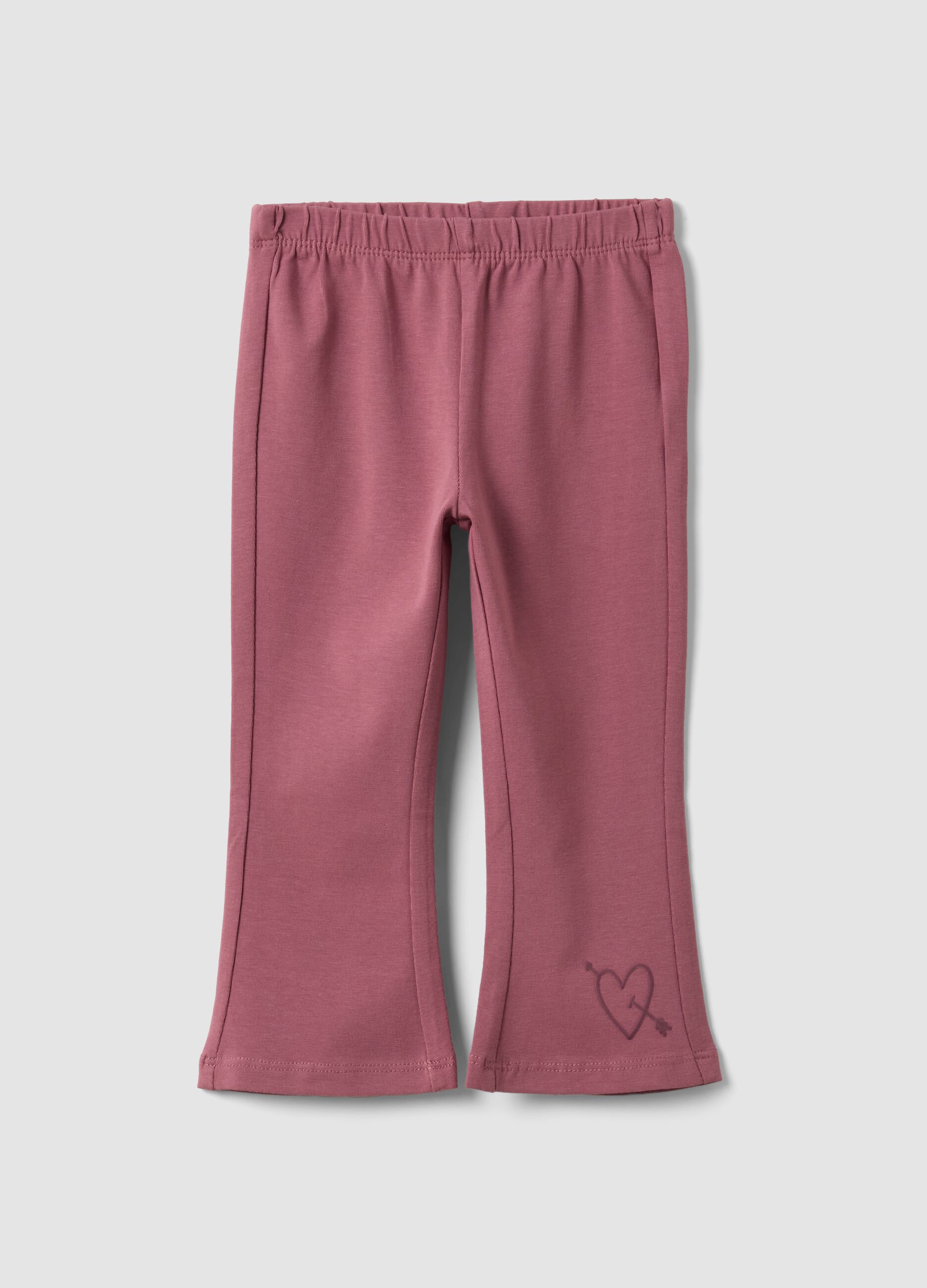 Lila Schlagleggings aus elastischem Bio-Baumwollmix mit Herzprint f&uuml;r Baby-M&auml;dchen