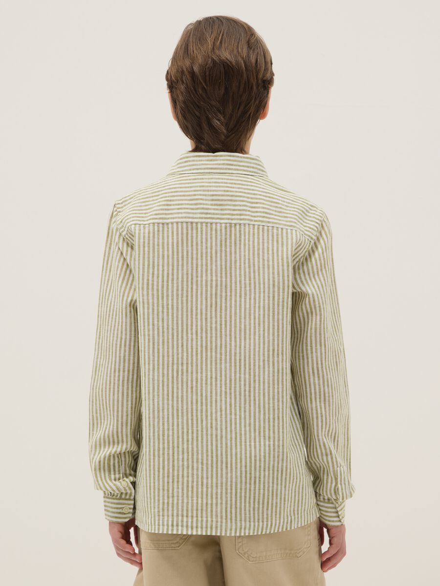 Boys' multicolour striped linen blend shirt, regular fit_1