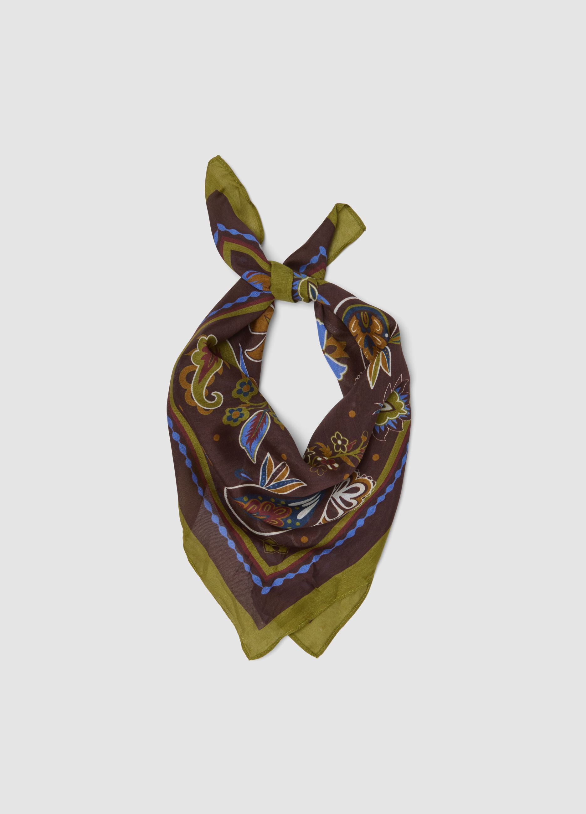 Multicolour modal and silk-blend scarf with print