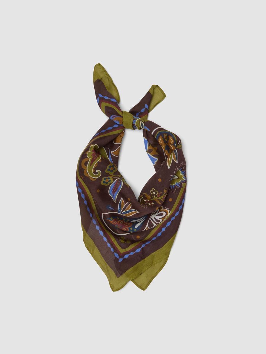 Multicolour modal and silk-blend scarf with print_0