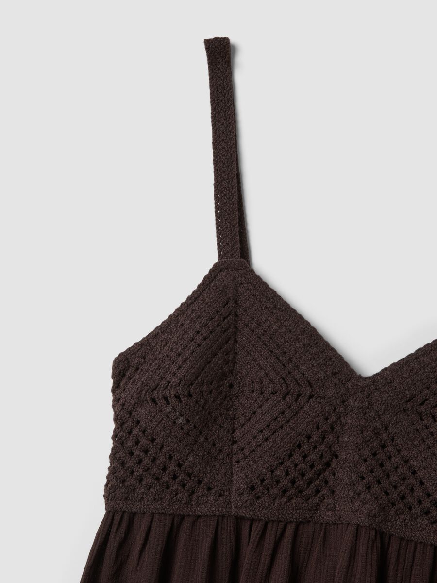 Braunes Crochet-Tanktop aus reiner Viskose, Regular Fit_1