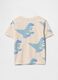Beige Dinosaur Pattern T-shirt with Blue Dinosaurs_1