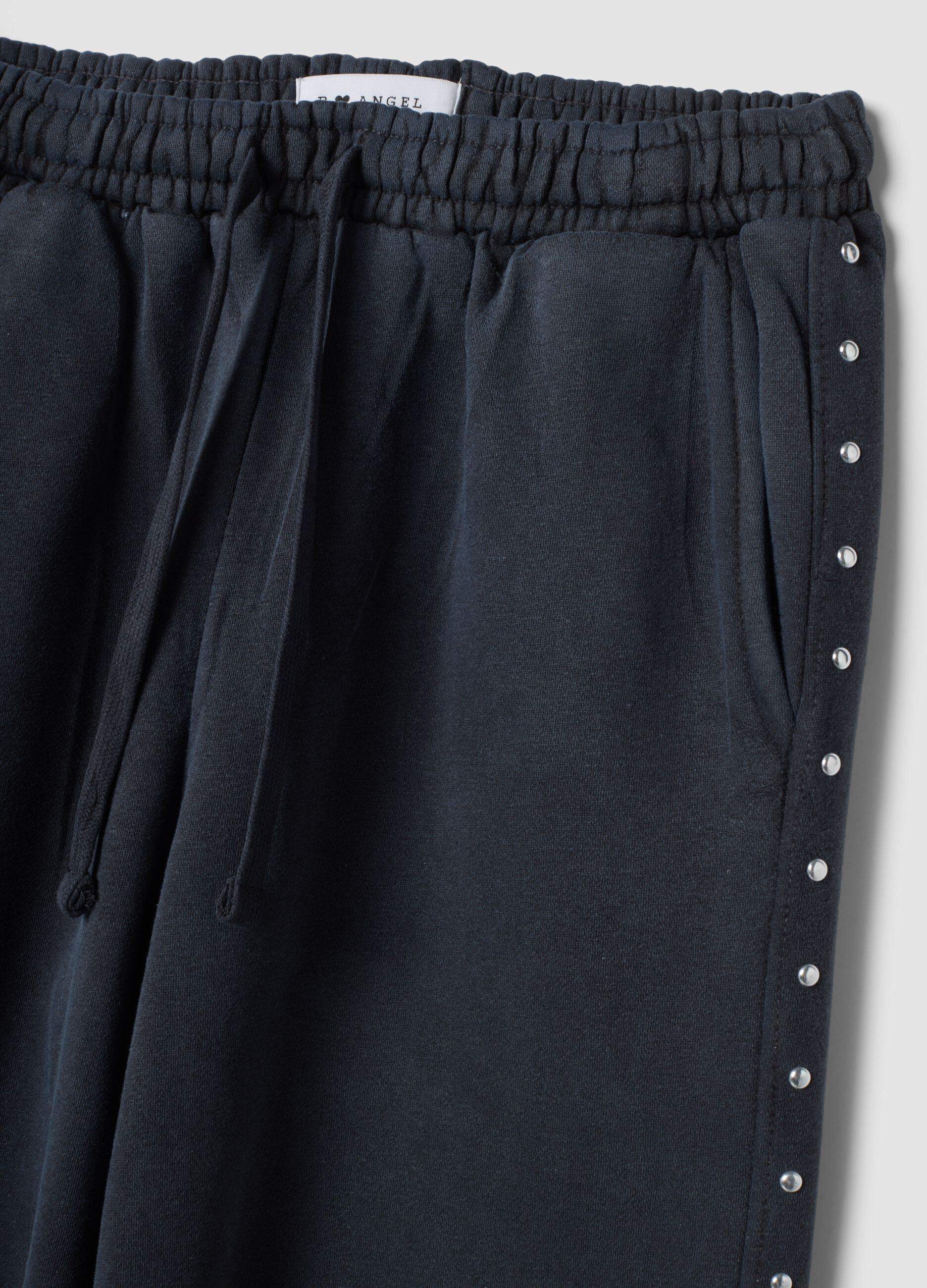 Graue Wide-Leg-Jogger aus Baumwollmix mit Strass