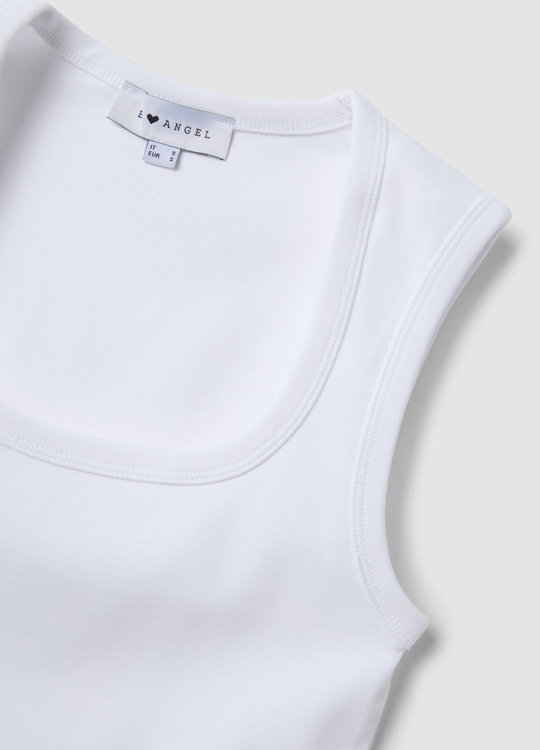 White stretch cotton tank top
