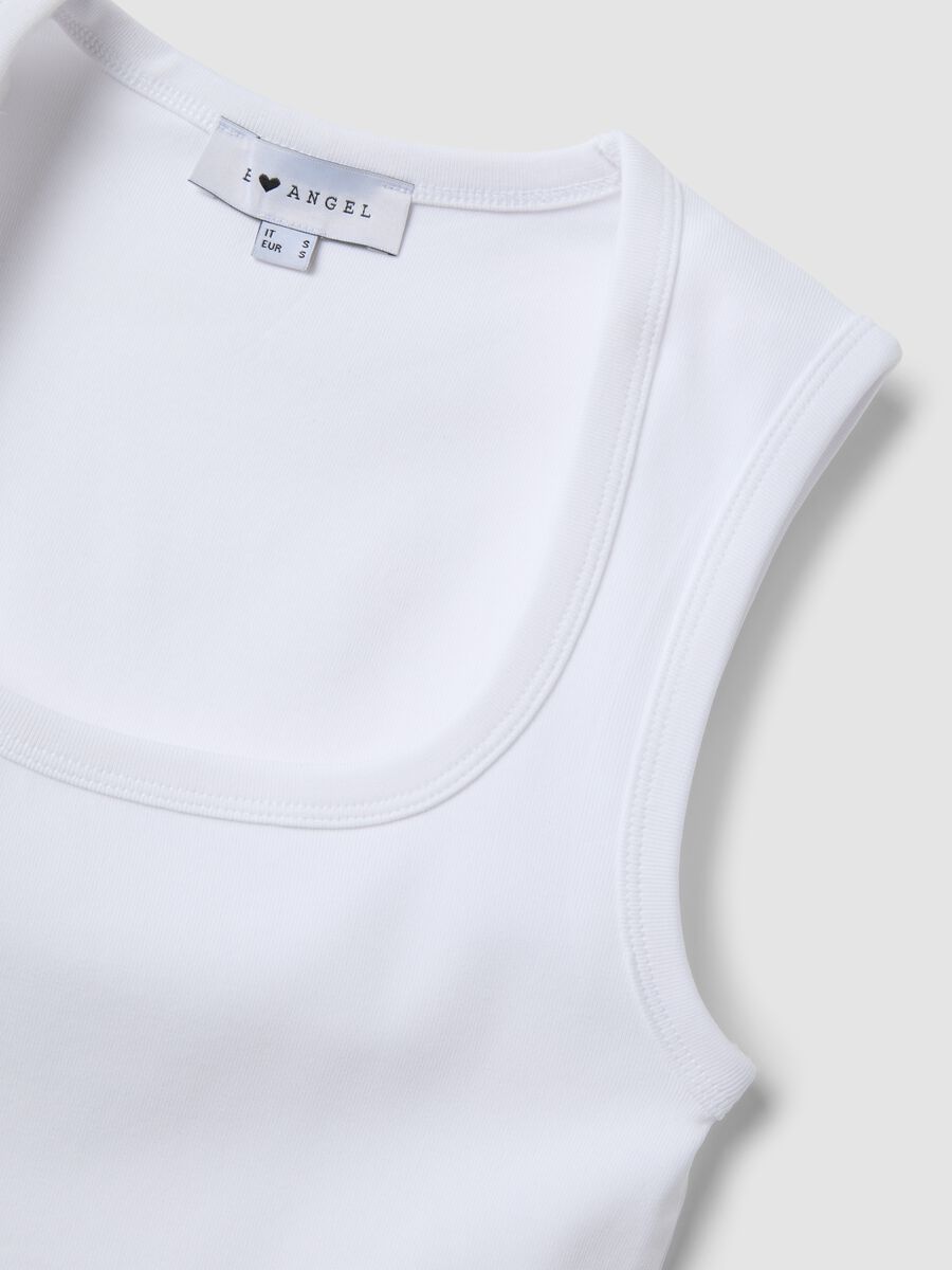 White stretch cotton tank top_5