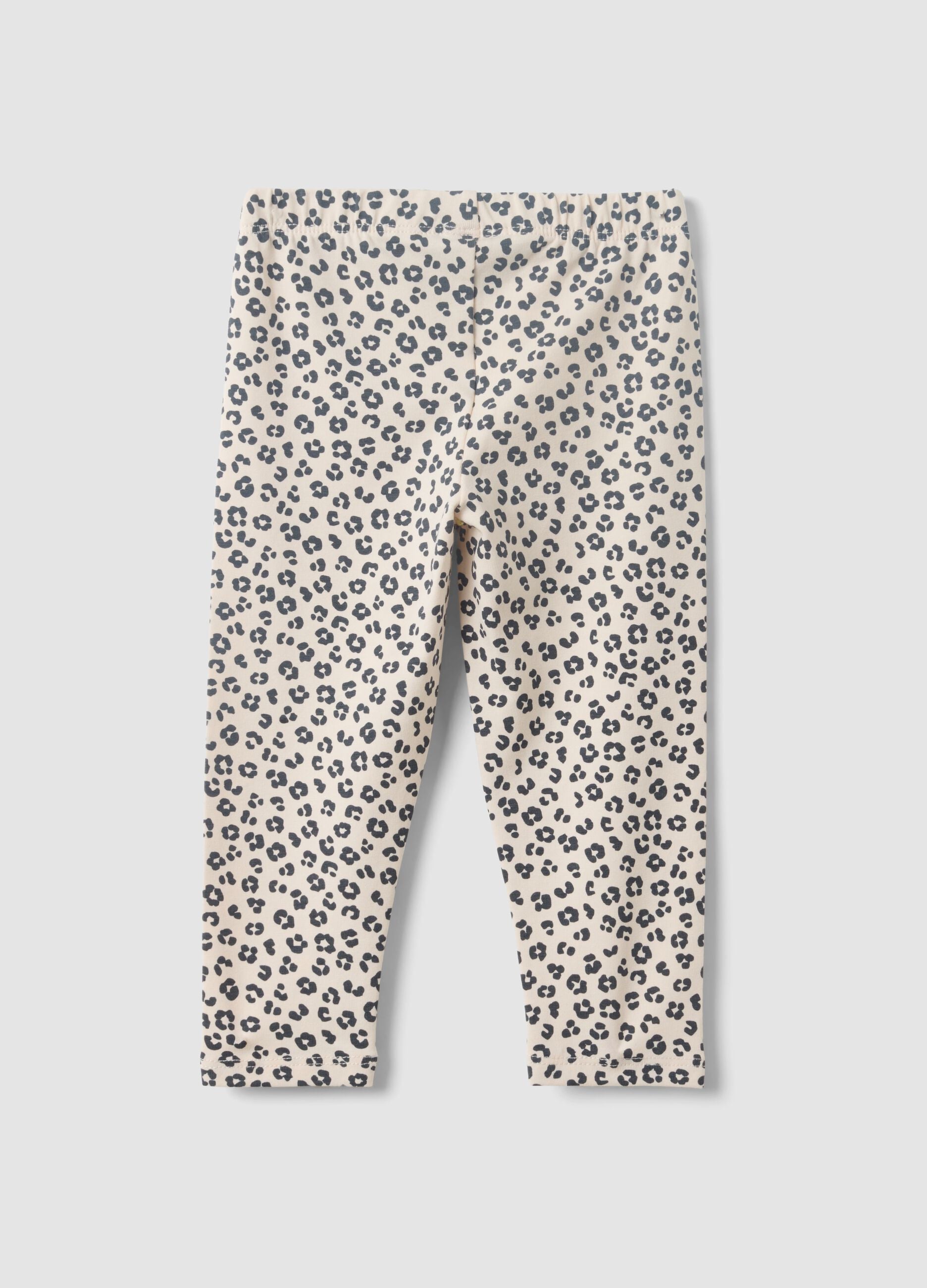 Mehrfarbige Leggings aus Bio-Baumwollmix mit Animal-Print f&uuml;r Baby-M&auml;dchen