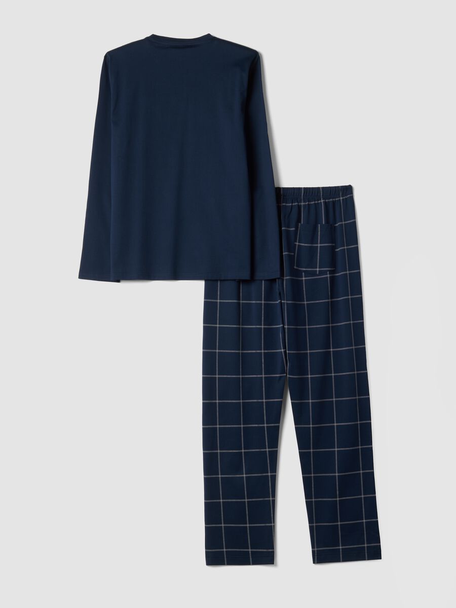 Pigiama blu notte in puro cotone organico con girocollo_6