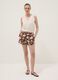 Brown stretch cotton shorts with floral print_0