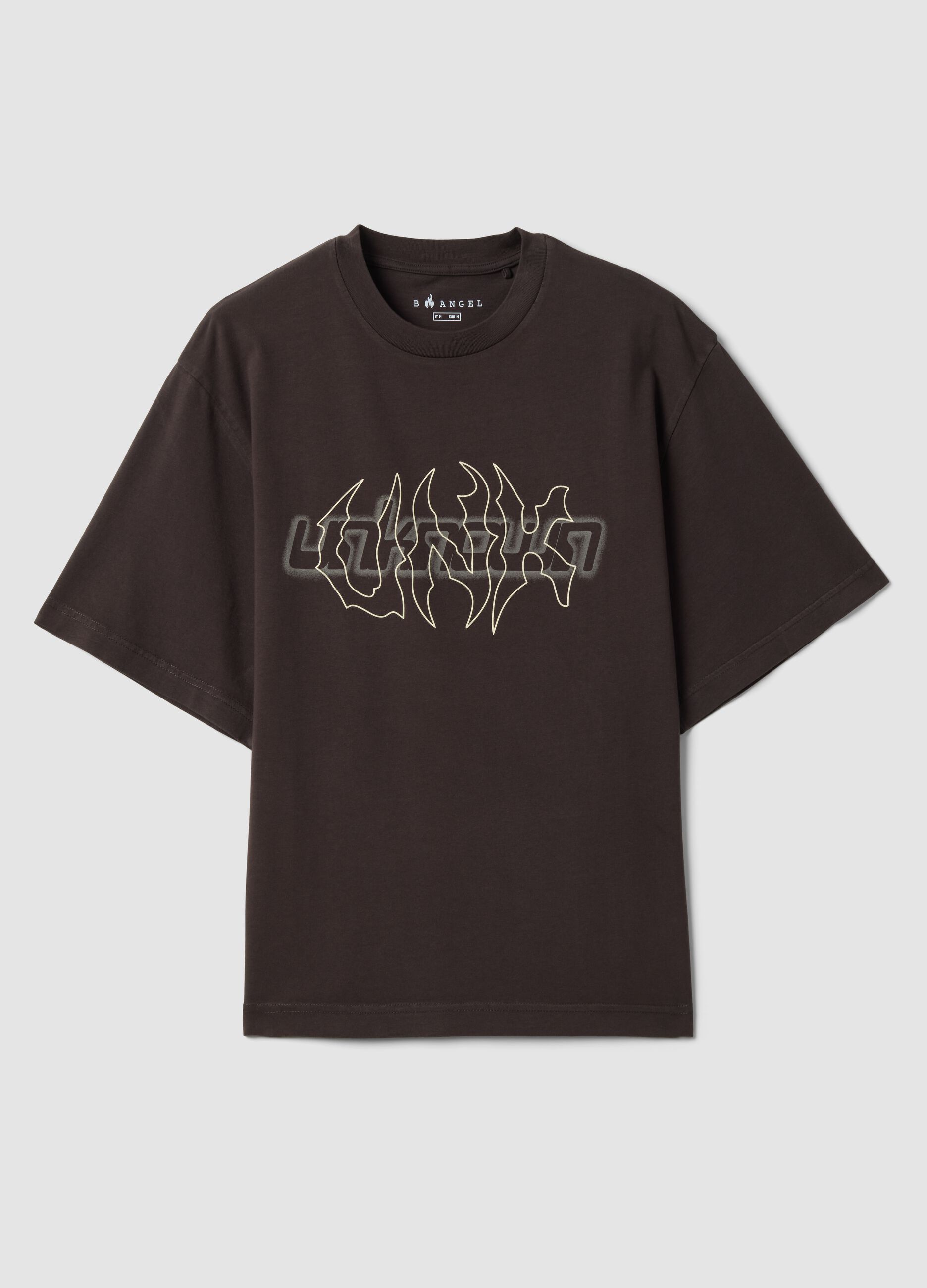 Brown short-sleeve pure cotton T-shirt