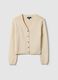 Beige V-neck cardigan in pure cotton with regular fit_4