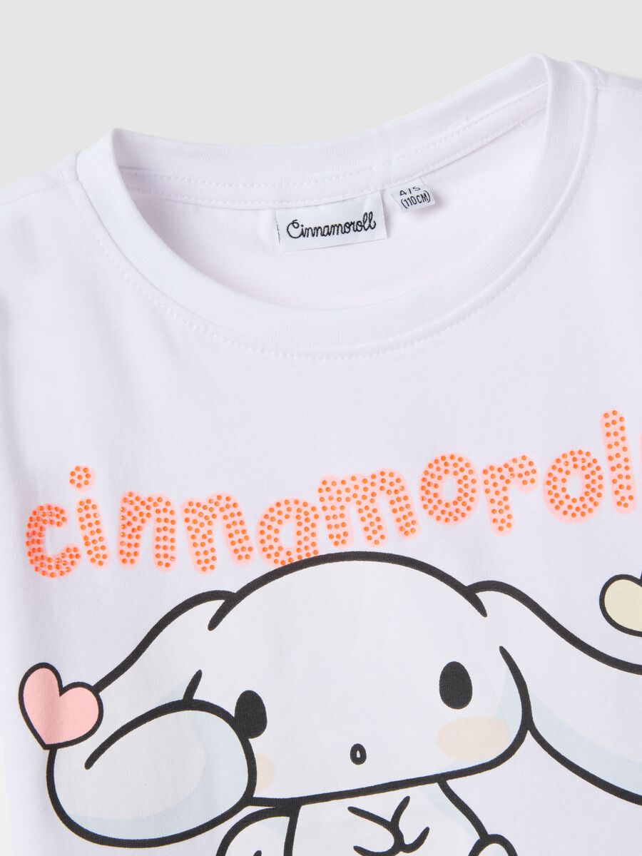 T-shirt in cotone elasticizzato bianco da bambina con stampa_2