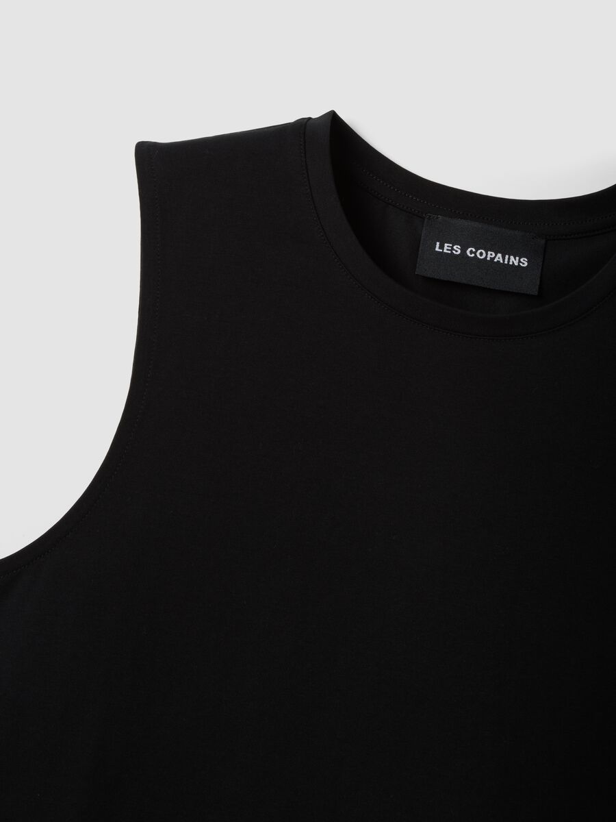Black cotton-blend tank top_1