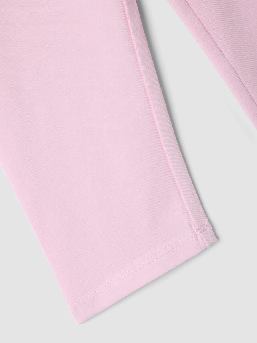 Pink slim fit stretch cotton leggings for girls_2