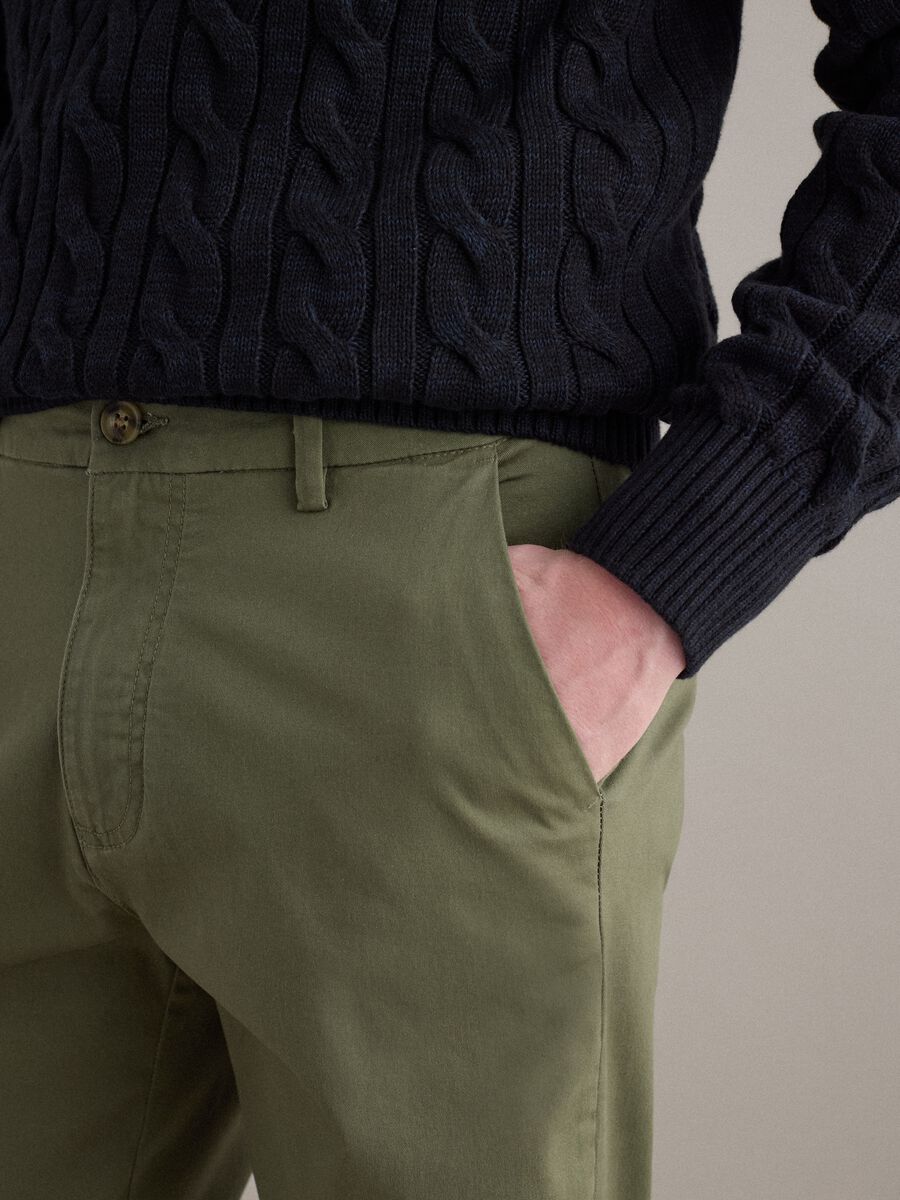 Slim Fit Green Stretch Cotton Chinos_3