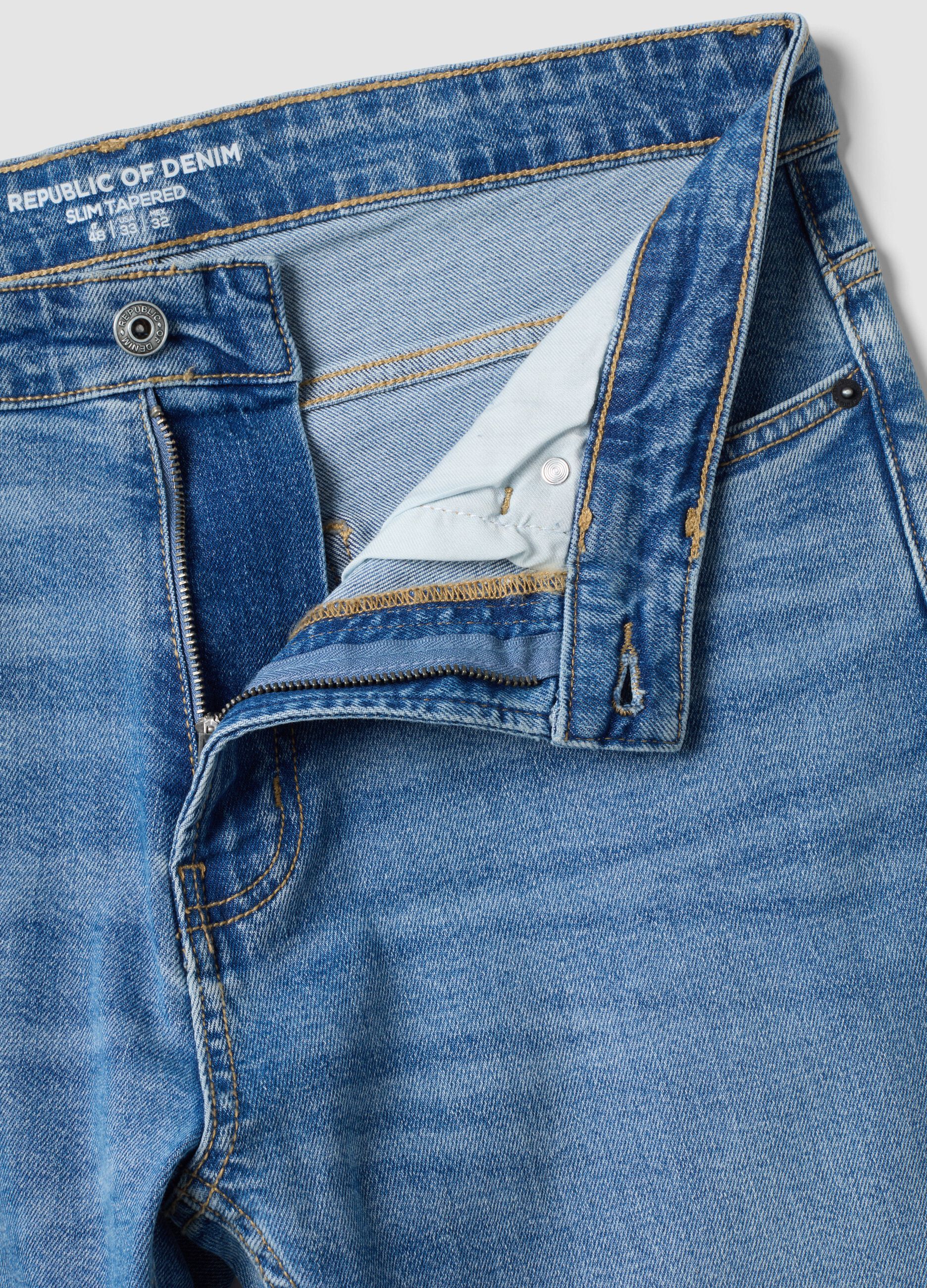 Cal&ccedil;as de ganga azuis slim fit em algod&atilde;o el&aacute;stico