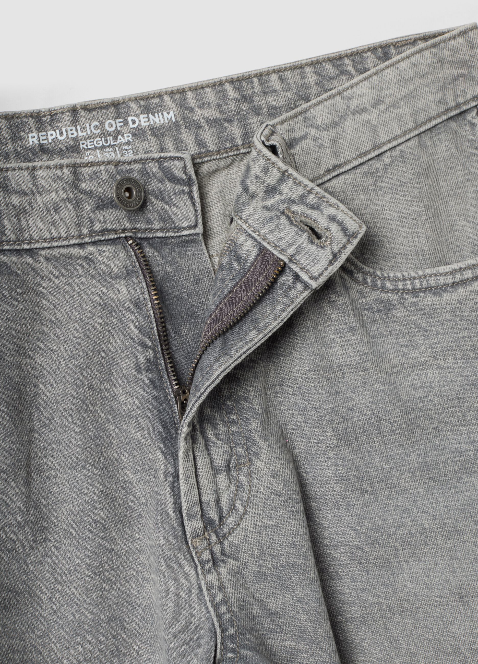 Graue Denim-Jeans aus reiner Baumwolle, Regular Fit