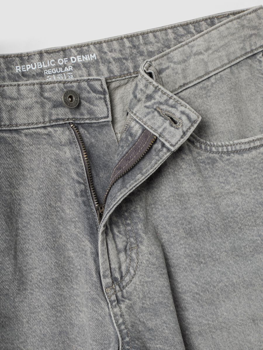 Graue Denim-Jeans aus reiner Baumwolle, Regular Fit_6