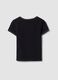 Black pure cotton slim-fit T-shirt with rhinestones for girls_4
