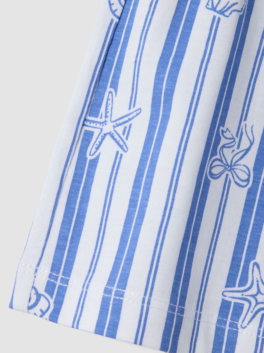 M&auml;dchen-Shorts aus reiner Baumwolle mit weiss-hellblauen Streifen und Prints_3