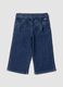 Jeans blu in cotone elasticizzato wide leg con cintura_0