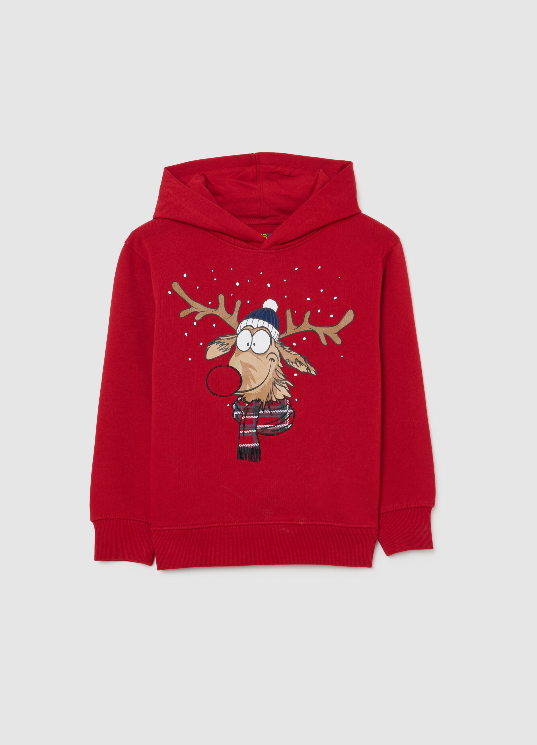 Red Christmas children's sweatshirt in pure cotton regular fit with print