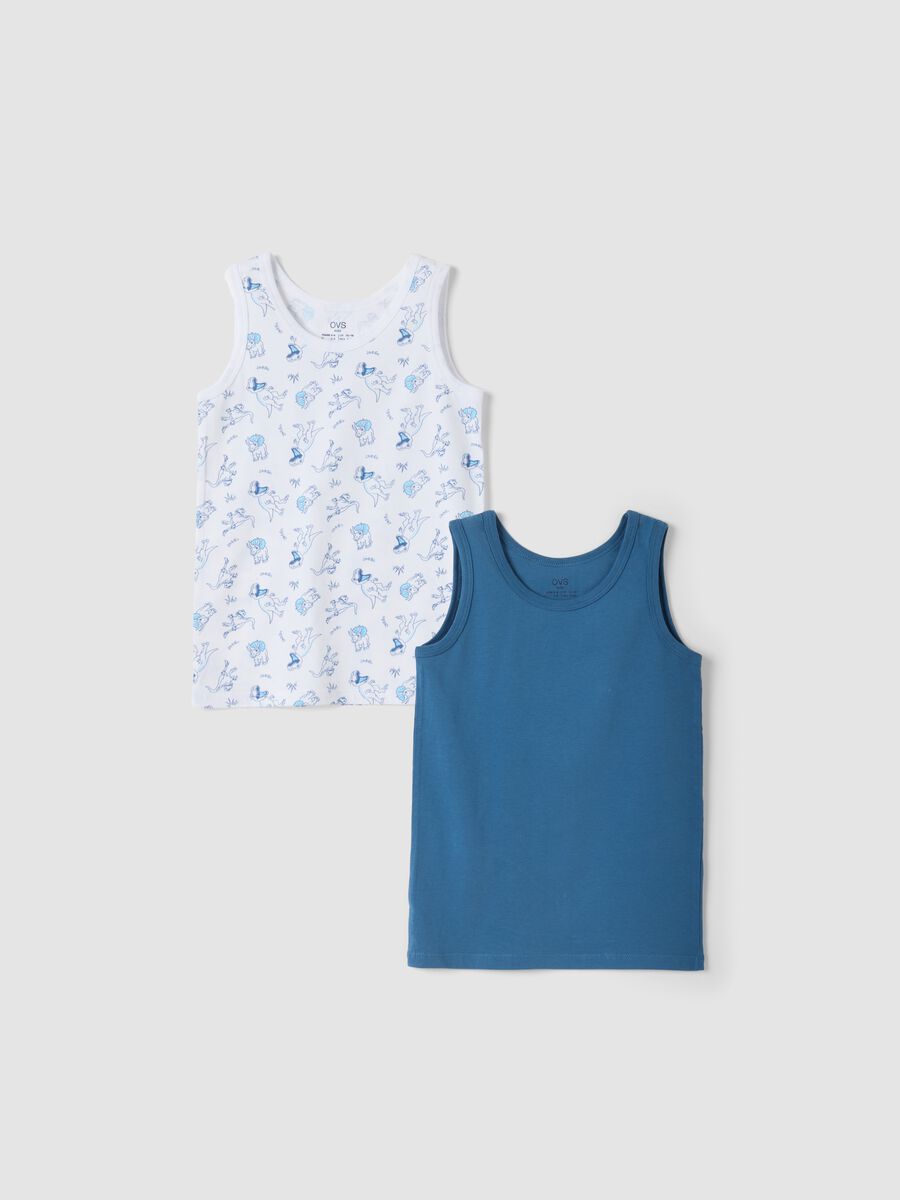 Bipack canotte bianco e blu in puro cotone organico girocollo_0