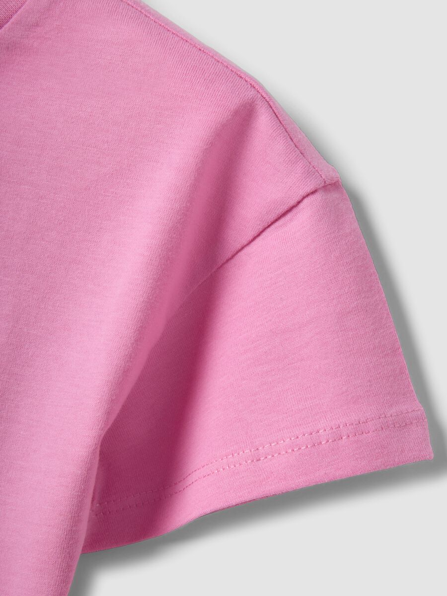 Girl's regular fit pink pure cotton T-shirt with print_3