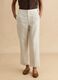 Beige Lyocell and Linen Blend Regular Fit Trousers_1