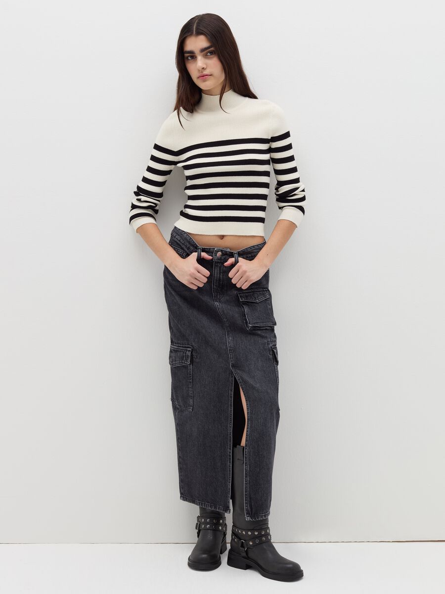 Pullover with striped mock neck_1