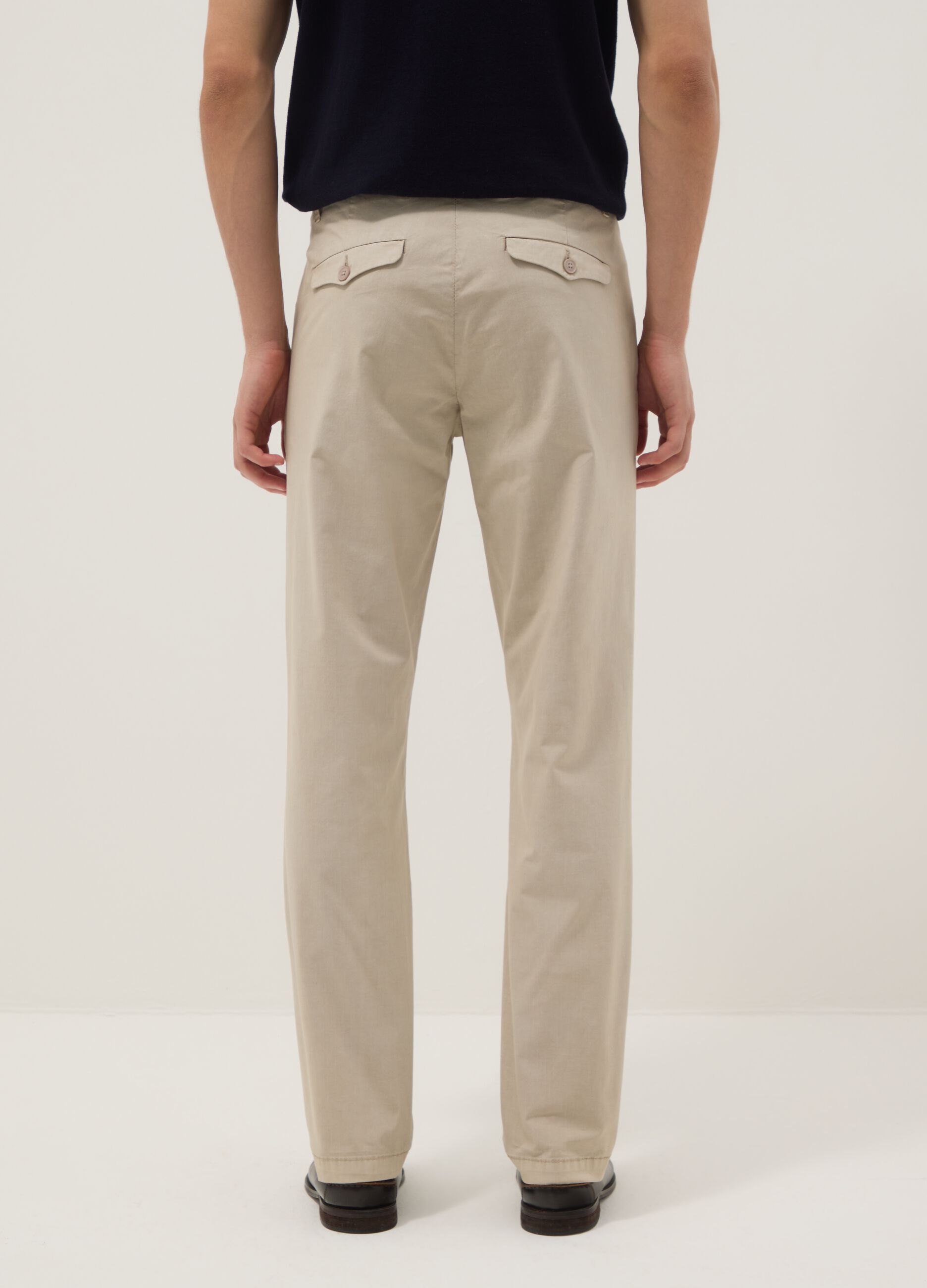 Beige Slim Fit Stretch Cotton Chino Trousers
