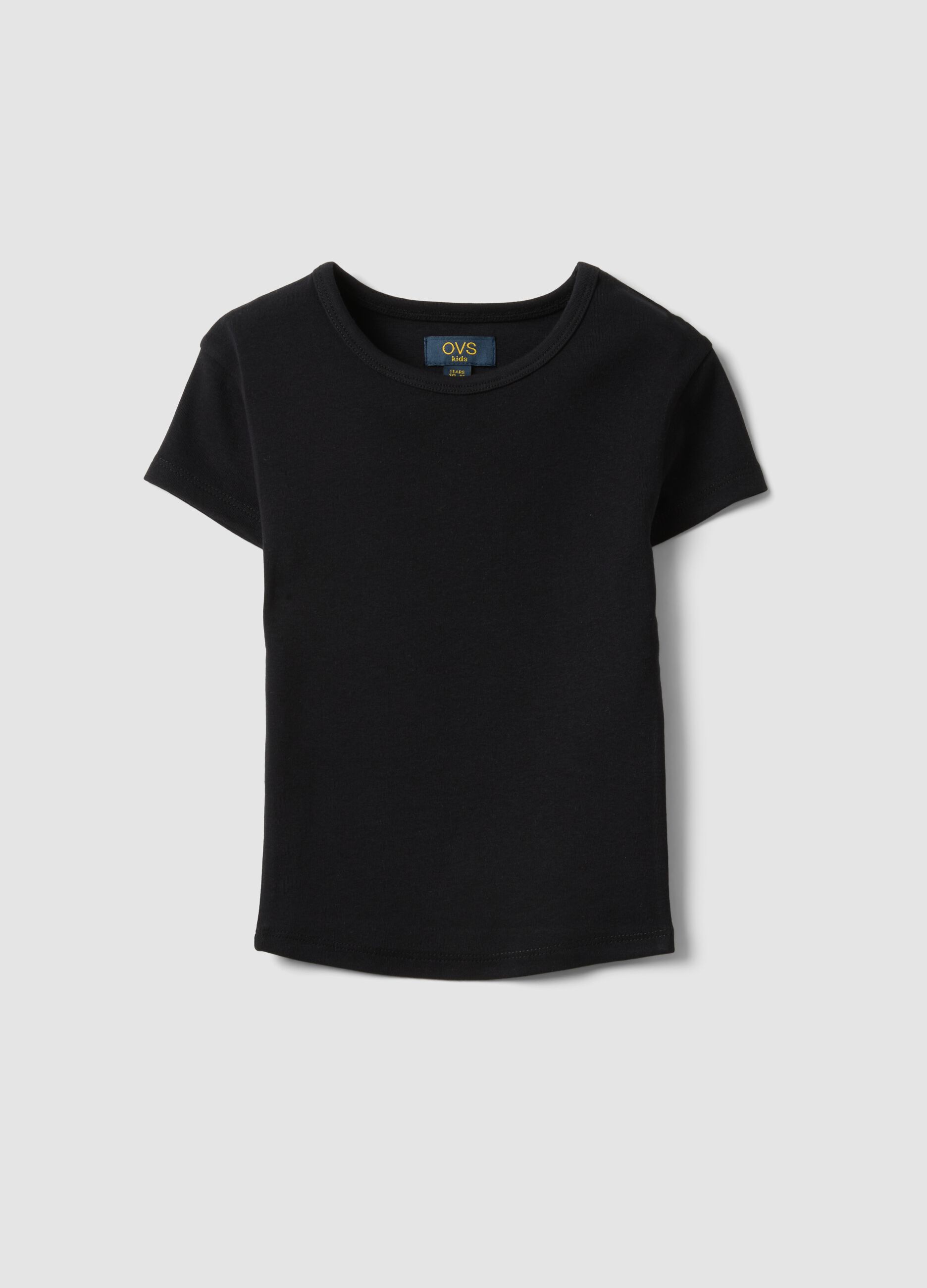T-shirt fitted in cotone elasticizzato nera da ragazza