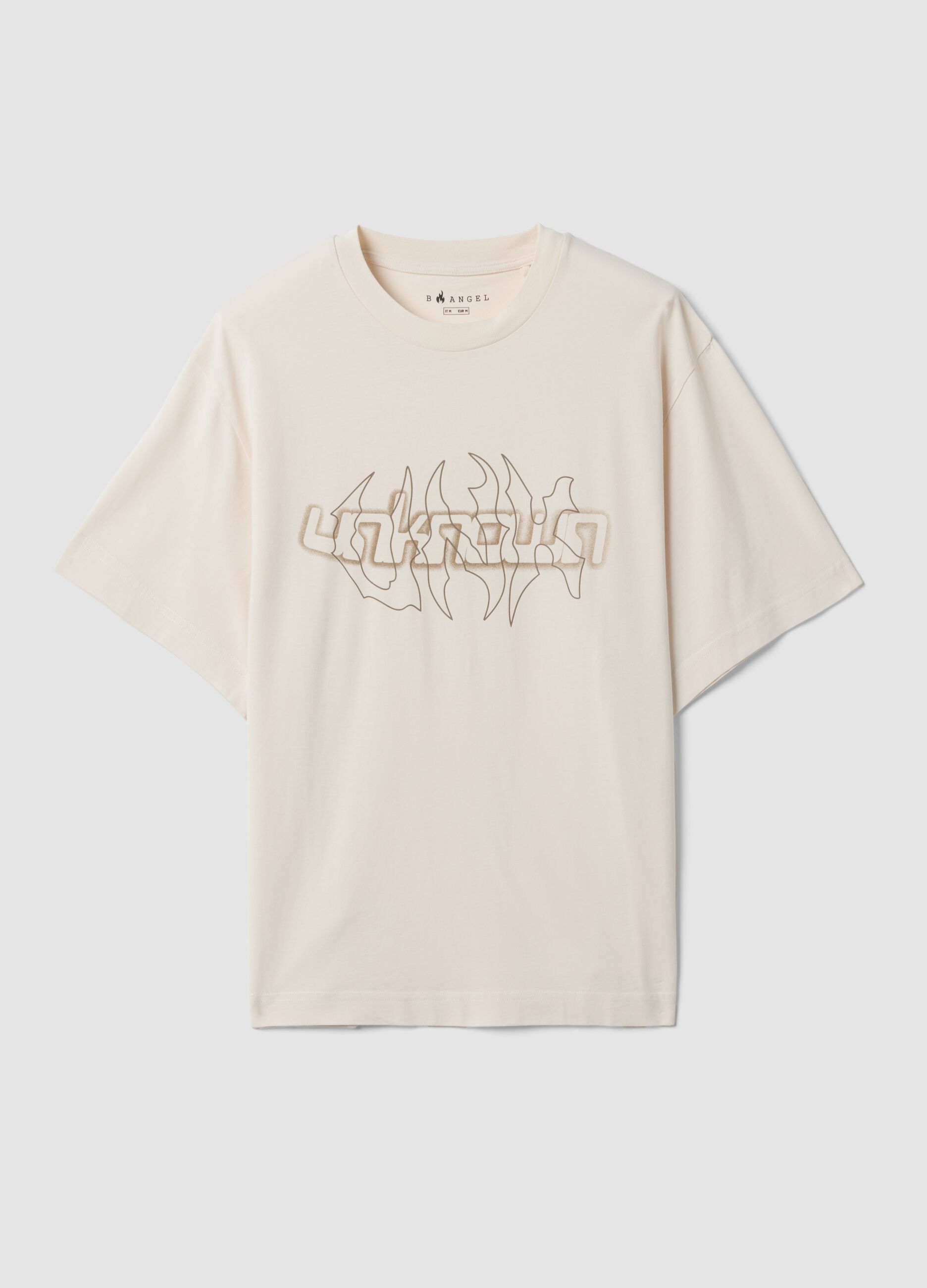 Beige pure cotton T-shirt with front print