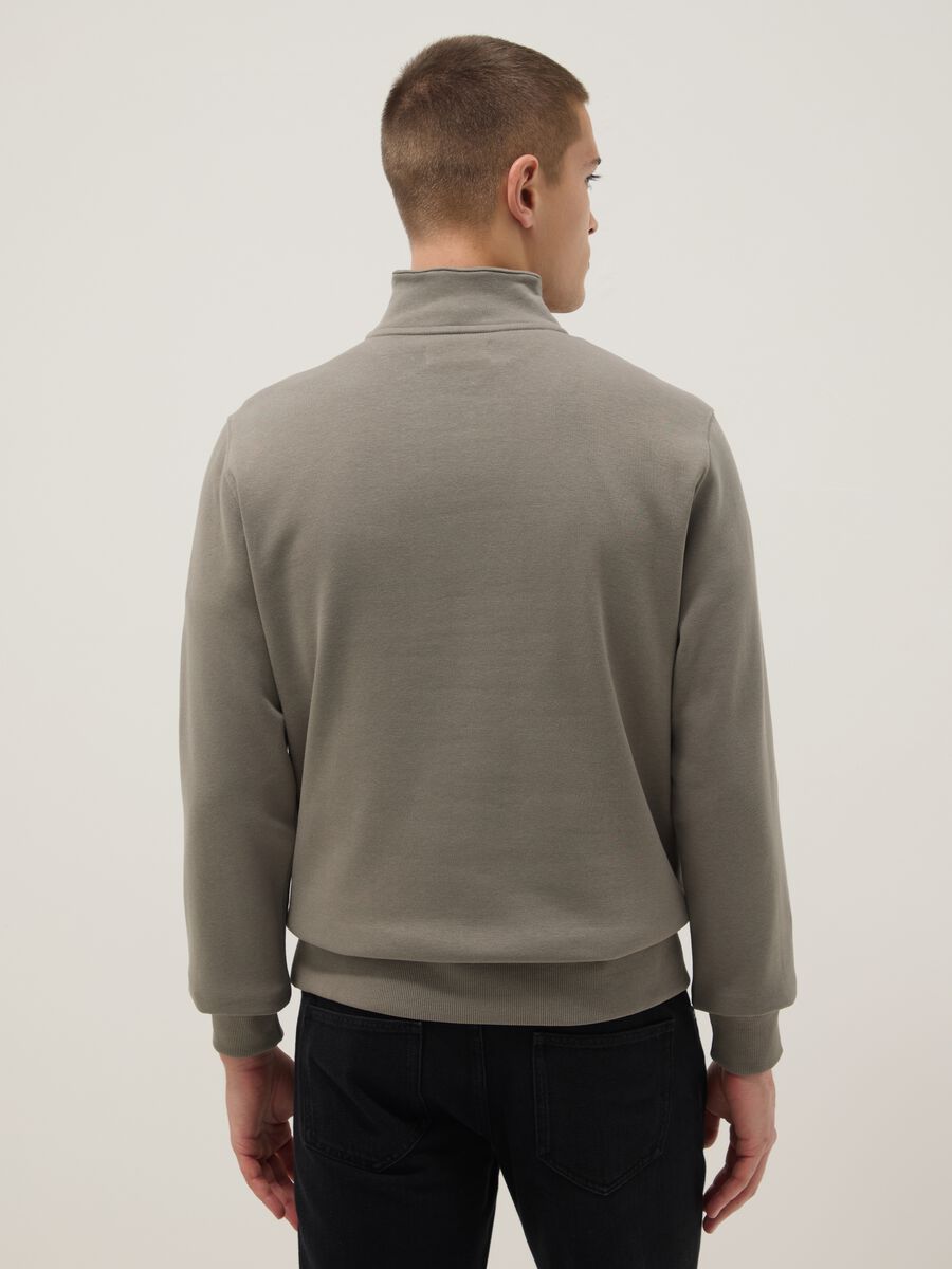 Grey cotton blend sweatshirt regular fit with half zip_2