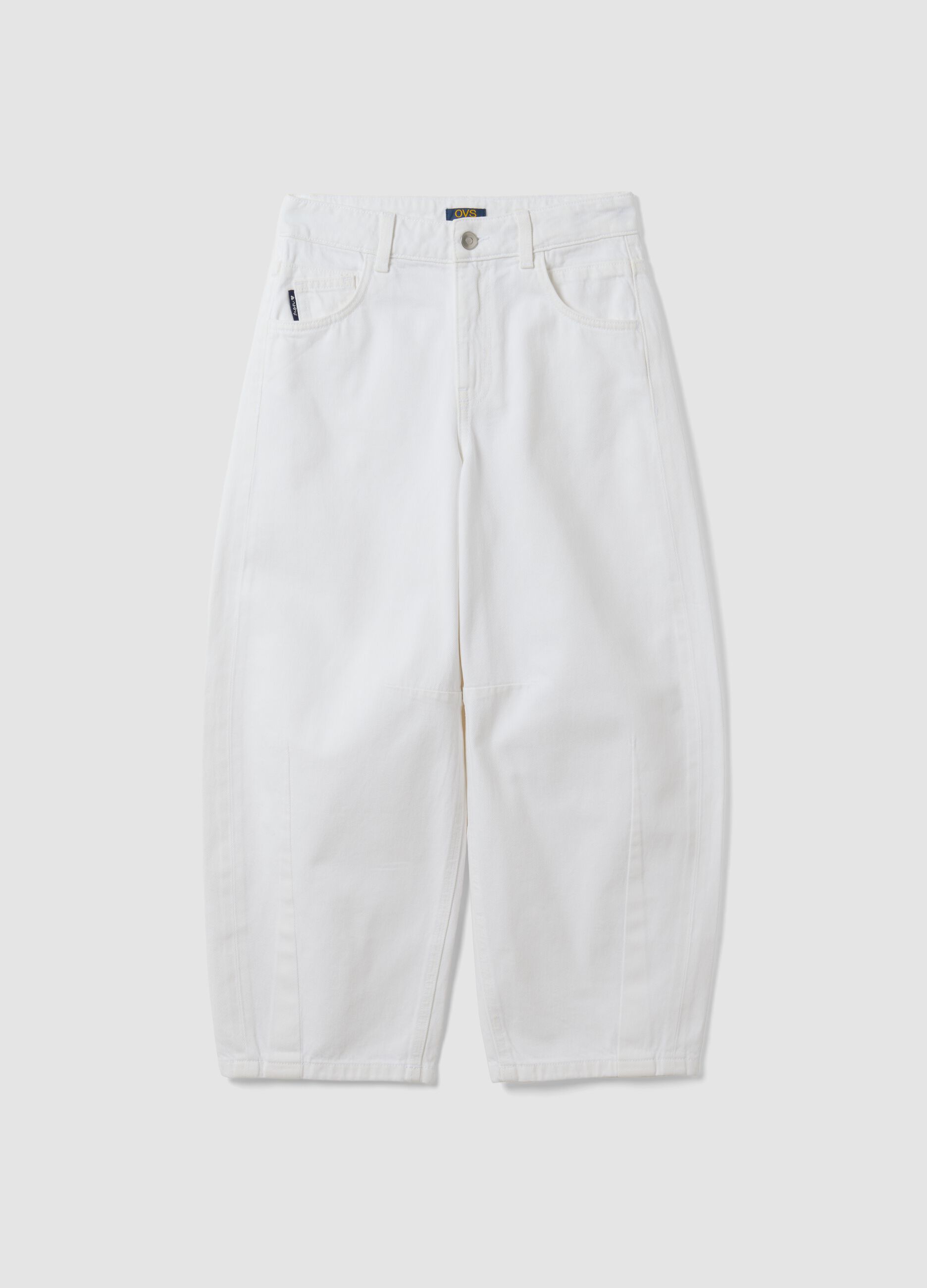 Girls&rsquo; white baggy pure cotton trousers