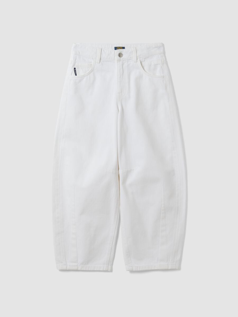 Girls&rsquo; white baggy pure cotton trousers_3