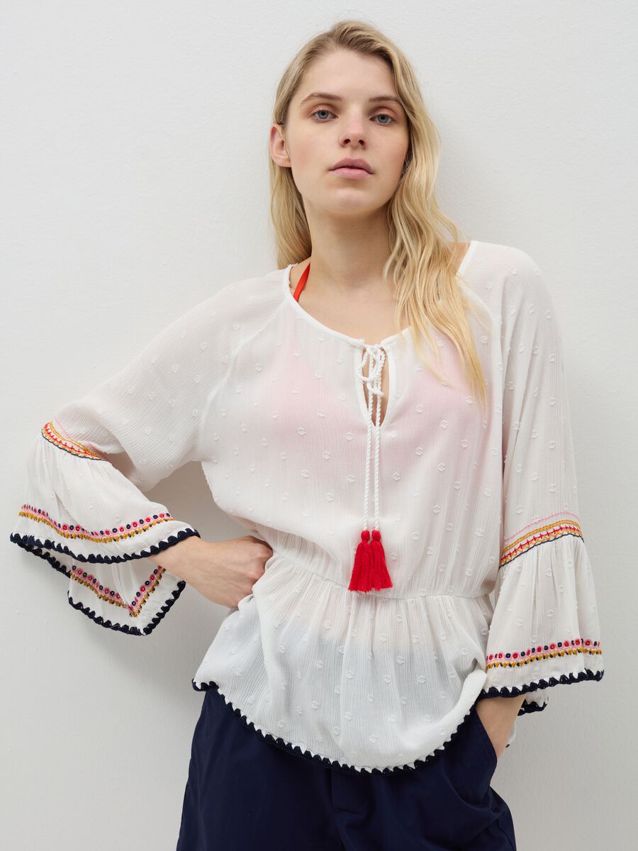 Positano summer blouse with ethnic embroidery_0