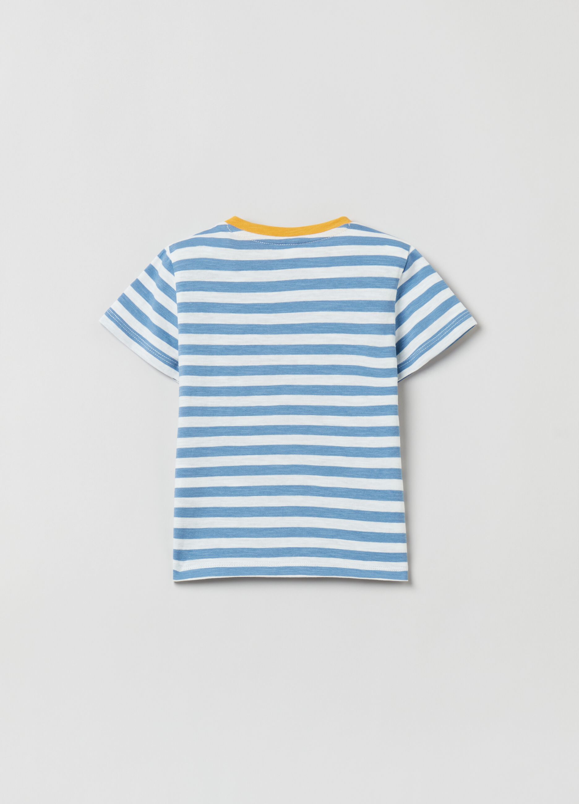 Striped cotton T-shirt with embroidery
