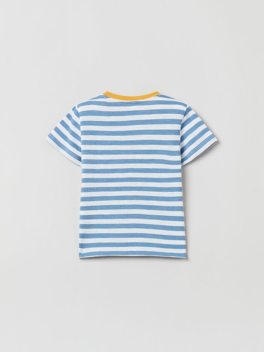 Camiseta de algodón de rayas con bordado_1